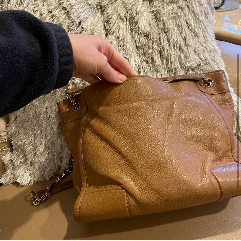 Used Tory Burch Brown Leather Tote Bag - Picture 2 of 9